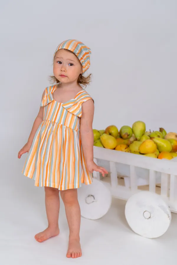 Комплект для девочки ( платье+трусики+ косынка)